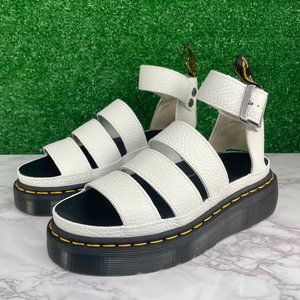 NEW Dr. Martens Clarissa II Quad Leather Platform Sandals White Women's Size 6